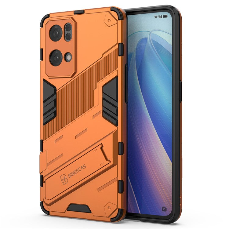 Scratch Resistant Hard PC Shockproof Anti-Drop TPU Protective Cover with Kickstand for Oppo Reno7 Pro 5G - Orange