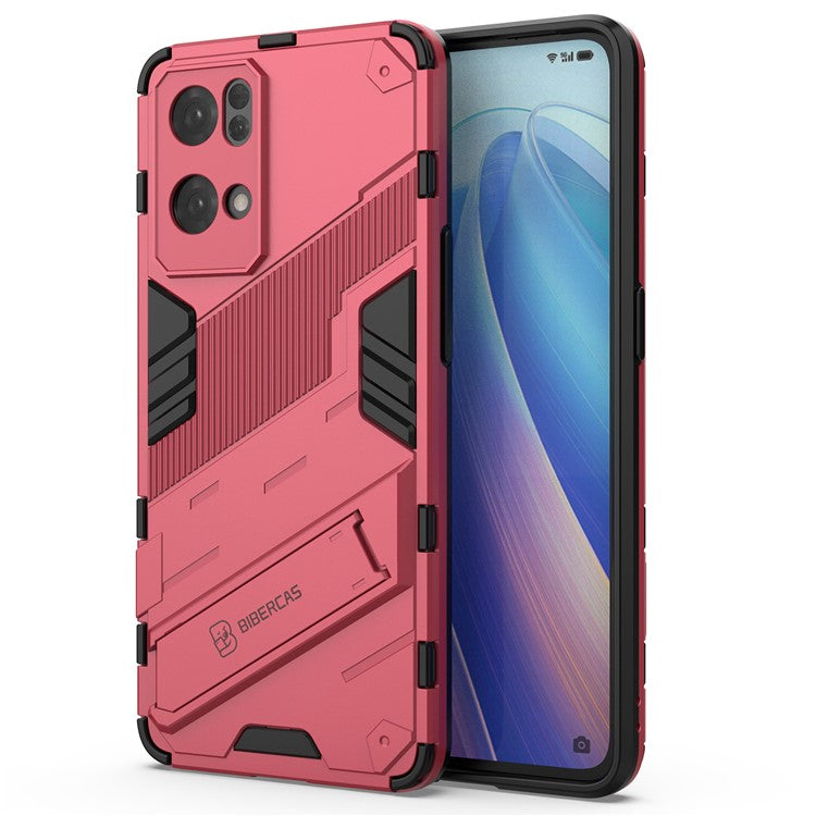 Scratch Resistant Hard PC Shockproof Anti-Drop TPU Protective Cover with Kickstand for Oppo Reno7 Pro 5G - Rose