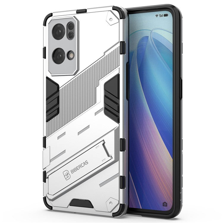 Scratch Resistant Hard PC Shockproof Anti-Drop TPU Protective Cover with Kickstand for Oppo Reno7 Pro 5G - White