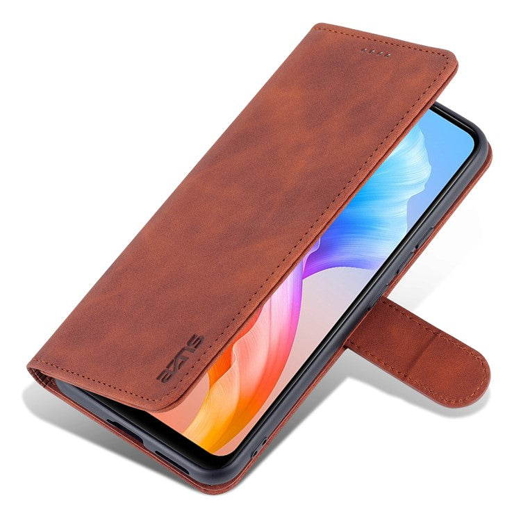 AZNS Full Body Protection PU Leather Wallet Stand Protective Phone Case Cover for vivo S10e/V23e 4G - Brown