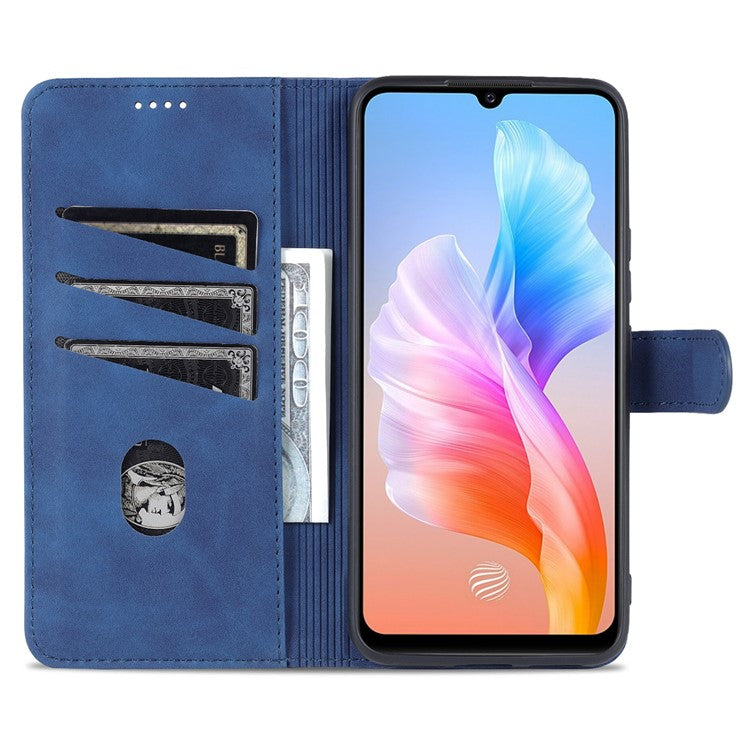 AZNS Full Body Protection PU Leather Wallet Stand Protective Phone Case Cover for vivo S10e/V23e 4G - Blue