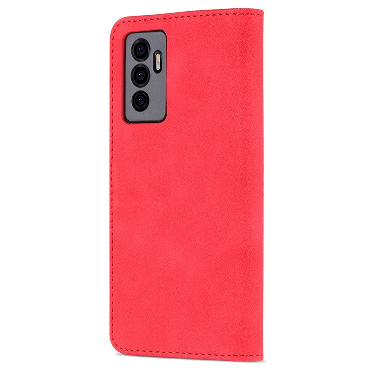 AZNS Full Body Protection PU Leather Wallet Stand Protective Phone Case Cover for vivo S10e/V23e 4G - Red