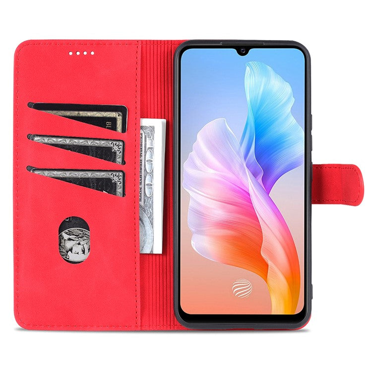 AZNS Full Body Protection PU Leather Wallet Stand Protective Phone Case Cover for vivo S10e/V23e 4G - Red