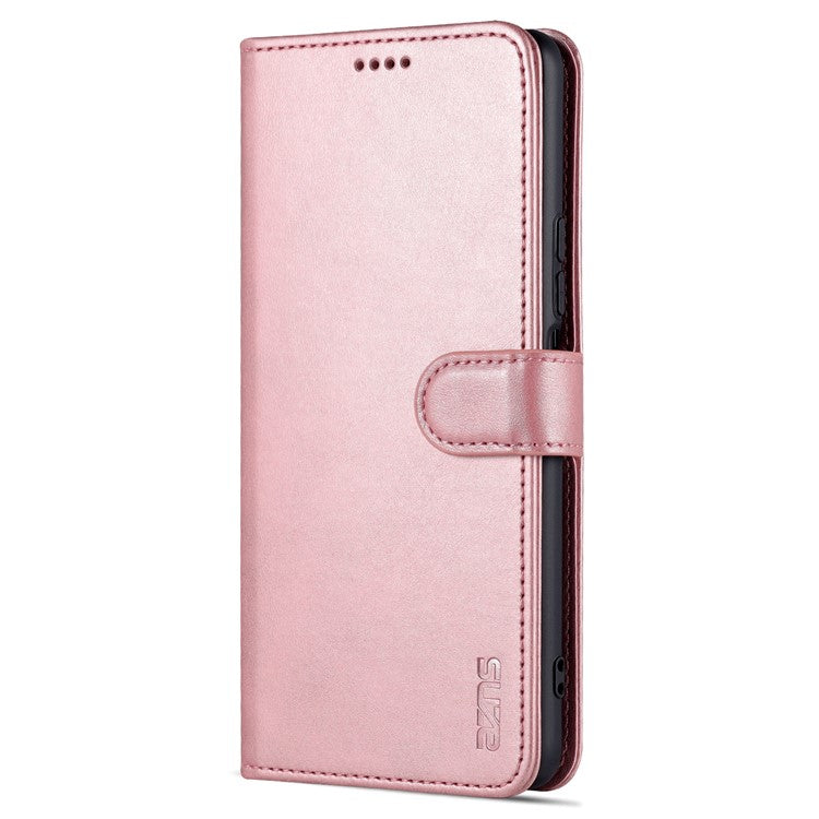 AZNS Fall Prevention PU Leather Wallet Stand Protective Phone Case Cover for vivo T1 5G - Rose Gold