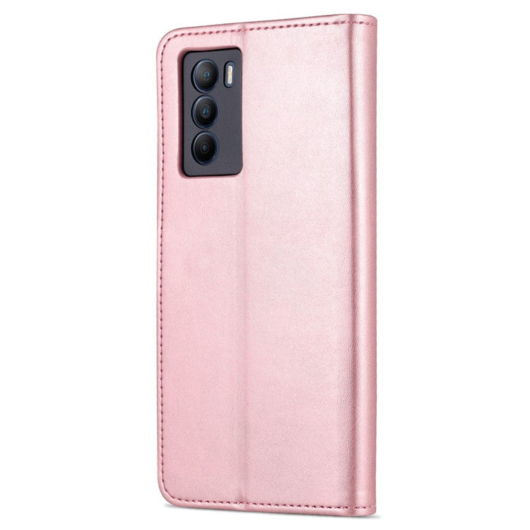 AZNS Fall Prevention PU Leather Wallet Stand Protective Phone Case Cover for vivo T1 5G - Rose Gold