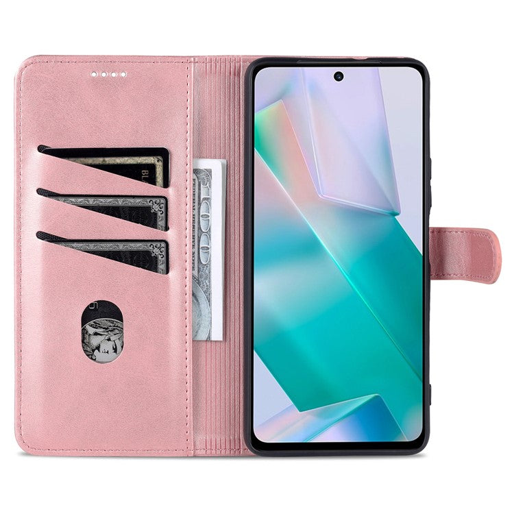 AZNS Fall Prevention PU Leather Wallet Stand Protective Phone Case Cover for vivo T1 5G - Rose Gold