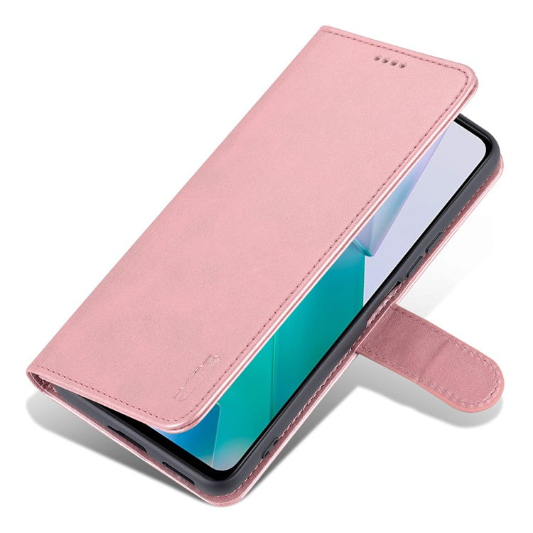 AZNS Fall Prevention PU Leather Wallet Stand Protective Phone Case Cover for vivo T1 5G - Rose Gold