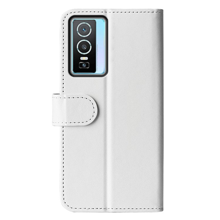 For vivo Y76 5G / Y76s 5G / Y74s Crazy Horse Texture PU Leather Wallet Flip Case Stand Magnetic Closure TPU Protective Cover - White