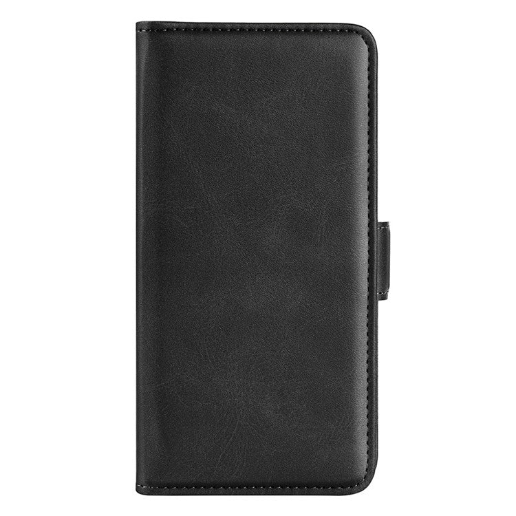 For vivo Y76 5G / Y76s 5G / Y74s Dual Magnetic Flap Textured PU Leather Wallet Case Folding Stand TPU Inner Shell - Black