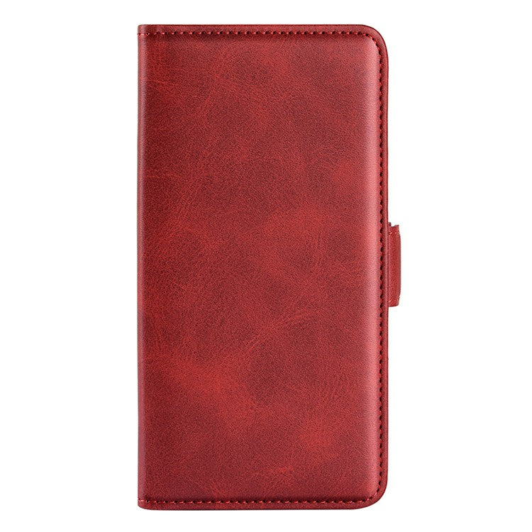 For vivo Y76 5G / Y76s 5G / Y74s Dual Magnetic Flap Textured PU Leather Wallet Case Folding Stand TPU Inner Shell - Red