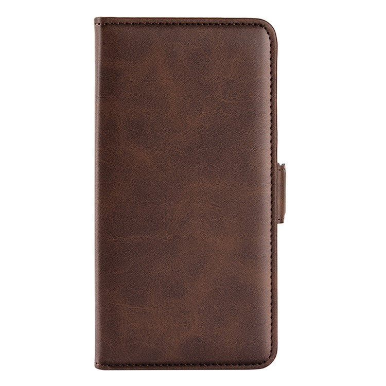 For vivo Y76 5G / Y76s 5G / Y74s Dual Magnetic Flap Textured PU Leather Wallet Case Folding Stand TPU Inner Shell - Brown