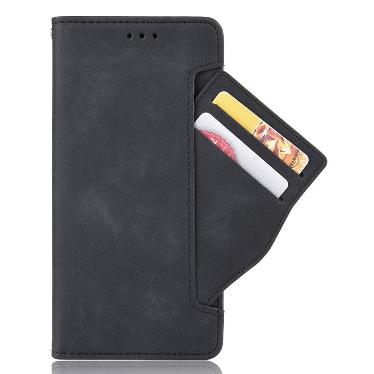 For vivo S10e/V23e 4G/5G Scratch-resistant Multiple Card Slot Cash Pocket PU Leather Cell Phone Case with Stand - Black