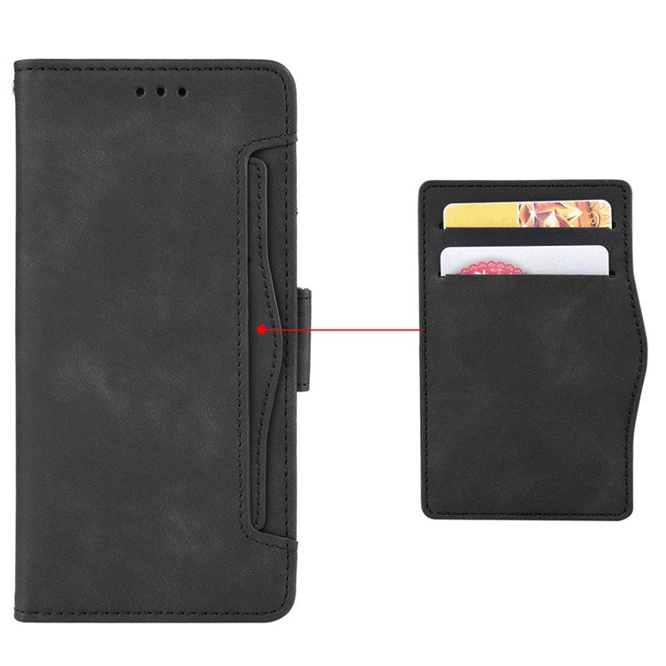 For vivo S10e/V23e 4G/5G Scratch-resistant Multiple Card Slot Cash Pocket PU Leather Cell Phone Case with Stand - Black