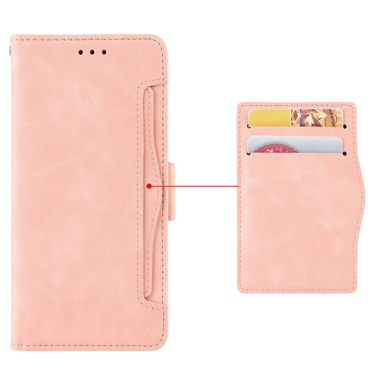 For vivo S10e/V23e 4G/5G Scratch-resistant Multiple Card Slot Cash Pocket PU Leather Cell Phone Case with Stand - Pink