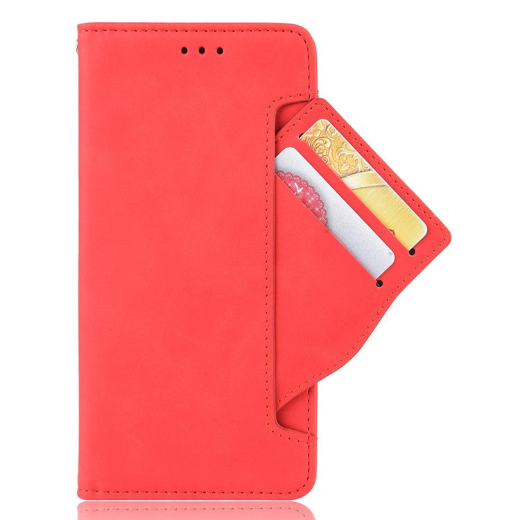 For vivo S10e/V23e 4G/5G Scratch-resistant Multiple Card Slot Cash Pocket PU Leather Cell Phone Case with Stand - Red