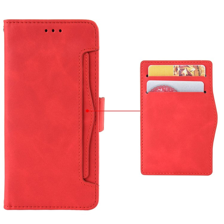 For vivo S10e/V23e 4G/5G Scratch-resistant Multiple Card Slot Cash Pocket PU Leather Cell Phone Case with Stand - Red