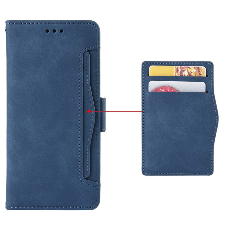 For vivo S10e/V23e 4G/5G Scratch-resistant Multiple Card Slot Cash Pocket PU Leather Cell Phone Case with Stand - Blue