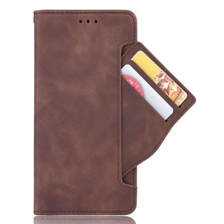 For vivo S10e/V23e 4G/5G Scratch-resistant Multiple Card Slot Cash Pocket PU Leather Cell Phone Case with Stand - Brown