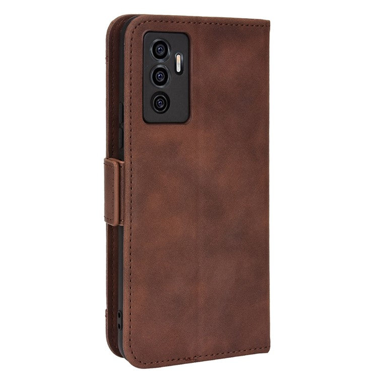 For vivo S10e/V23e 4G/5G Scratch-resistant Multiple Card Slot Cash Pocket PU Leather Cell Phone Case with Stand - Brown