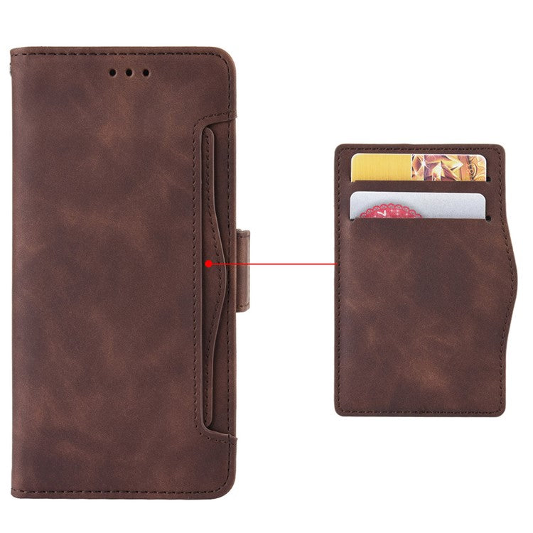 For vivo S10e/V23e 4G/5G Scratch-resistant Multiple Card Slot Cash Pocket PU Leather Cell Phone Case with Stand - Brown