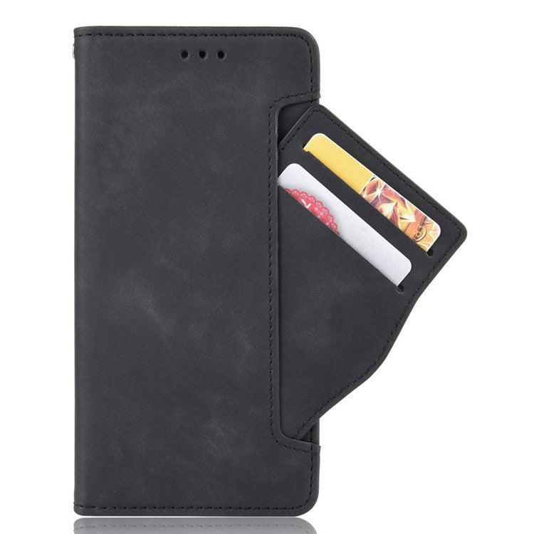 For vivo Y3s (2021) Magnetic Closure Multiple Card Slot Cash Pocket PU Leather Drop-proof Phone Case with Stand - Black