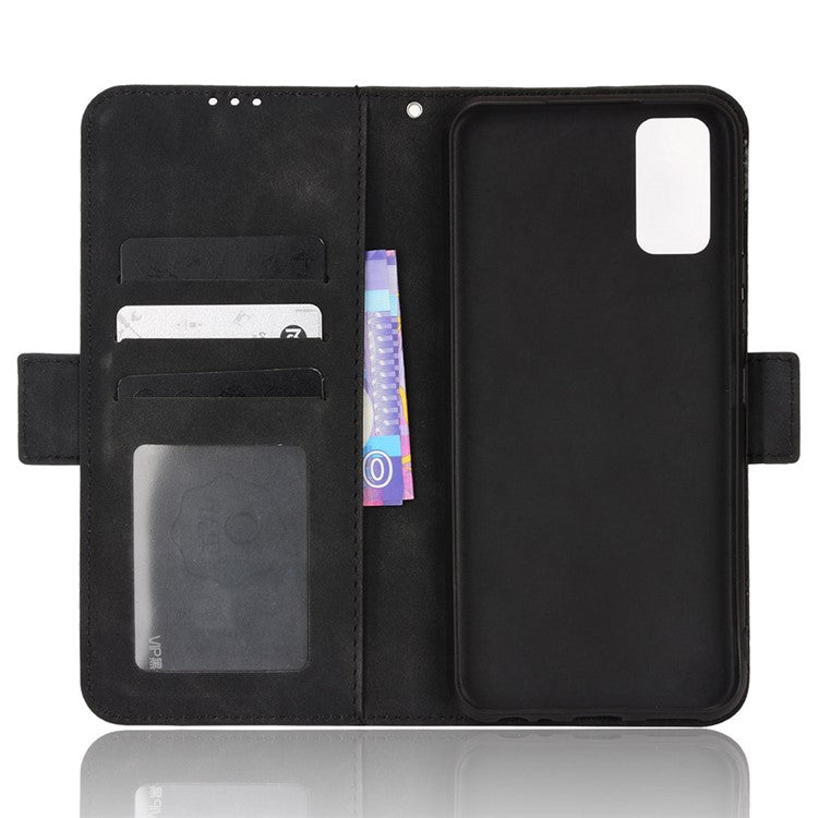 For vivo Y3s (2021) Magnetic Closure Multiple Card Slot Cash Pocket PU Leather Drop-proof Phone Case with Stand - Black