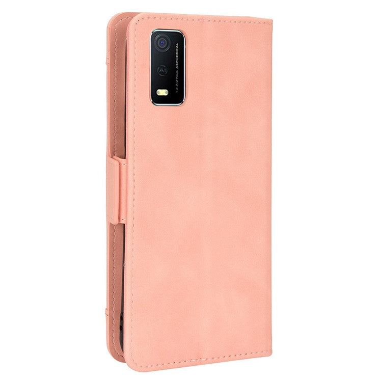 For vivo Y3s (2021) Magnetic Closure Multiple Card Slot Cash Pocket PU Leather Drop-proof Phone Case with Stand - Pink