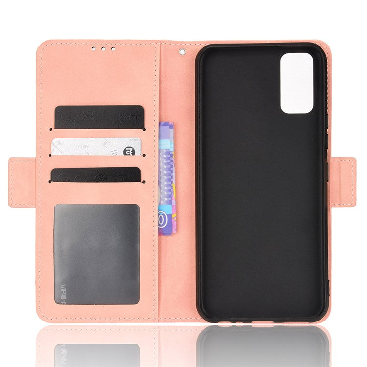 For vivo Y3s (2021) Magnetic Closure Multiple Card Slot Cash Pocket PU Leather Drop-proof Phone Case with Stand - Pink