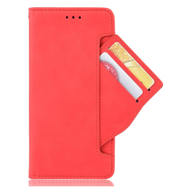 For vivo Y3s (2021) Magnetic Closure Multiple Card Slot Cash Pocket PU Leather Drop-proof Phone Case with Stand - Red