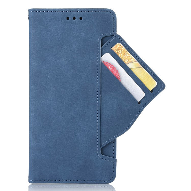 For vivo Y3s (2021) Magnetic Closure Multiple Card Slot Cash Pocket PU Leather Drop-proof Phone Case with Stand - Blue