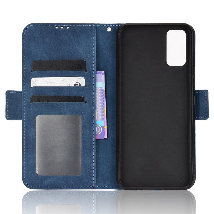 For vivo Y3s (2021) Magnetic Closure Multiple Card Slot Cash Pocket PU Leather Drop-proof Phone Case with Stand - Blue