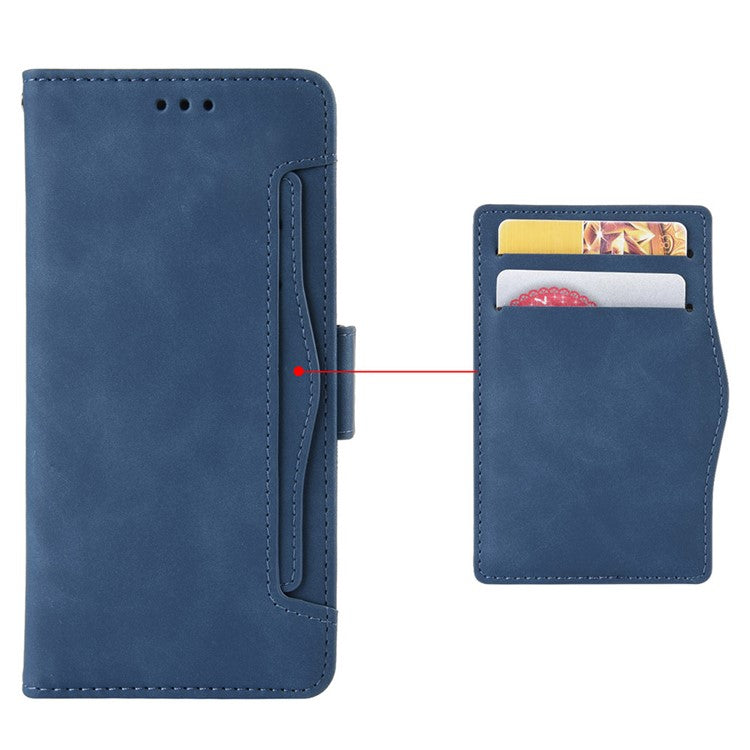 For vivo Y3s (2021) Magnetic Closure Multiple Card Slot Cash Pocket PU Leather Drop-proof Phone Case with Stand - Blue