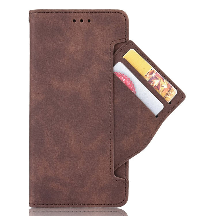 For vivo Y3s (2021) Magnetic Closure Multiple Card Slot Cash Pocket PU Leather Drop-proof Phone Case with Stand - Brown