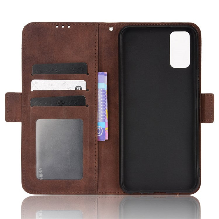 For vivo Y3s (2021) Magnetic Closure Multiple Card Slot Cash Pocket PU Leather Drop-proof Phone Case with Stand - Brown