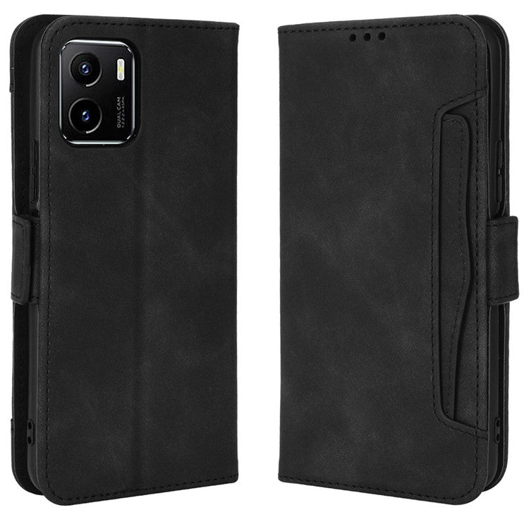 For vivo Y15s/Y15a/Y10/T1/Y01/iQOO U5x Stand Function Multiple Card Slot Cash Pocket PU Leather Cell Phone Case - Black