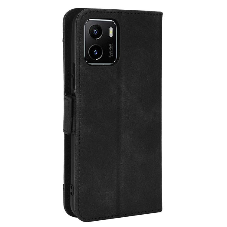 For vivo Y15s/Y15a/Y10/T1/Y01/iQOO U5x Stand Function Multiple Card Slot Cash Pocket PU Leather Cell Phone Case - Black