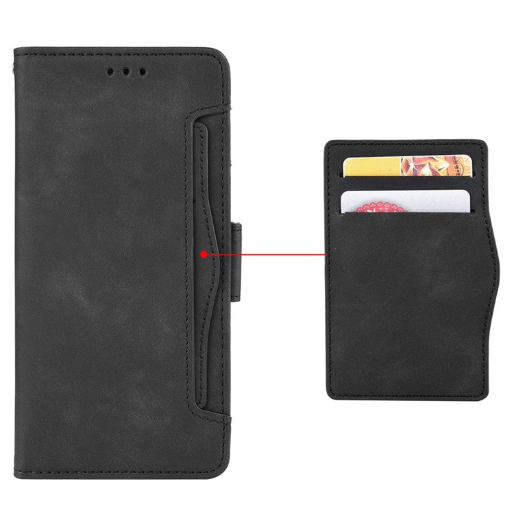 For vivo Y15s/Y15a/Y10/T1/Y01/iQOO U5x Stand Function Multiple Card Slot Cash Pocket PU Leather Cell Phone Case - Black