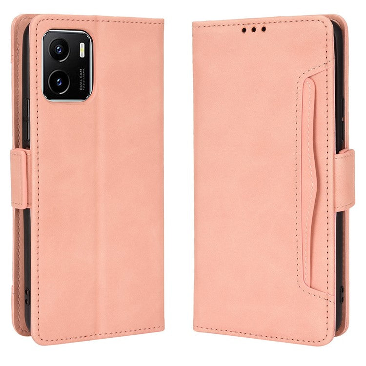 For vivo Y15s/Y15a/Y10/T1/Y01/iQOO U5x Stand Function Multiple Card Slot Cash Pocket PU Leather Cell Phone Case - Pink