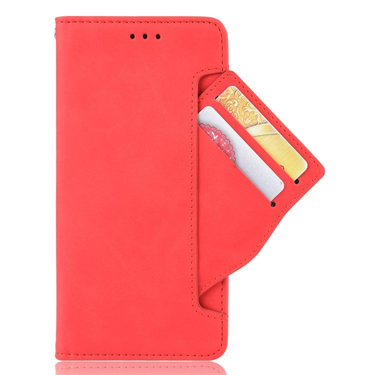 For vivo Y15s/Y15a/Y10/T1/Y01/iQOO U5x Stand Function Multiple Card Slot Cash Pocket PU Leather Cell Phone Case - Red