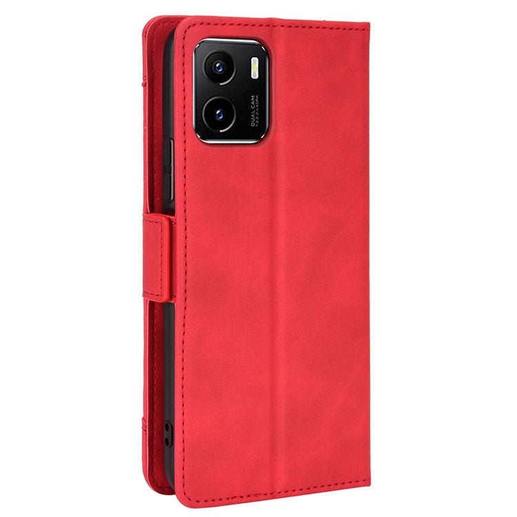 For vivo Y15s/Y15a/Y10/T1/Y01/iQOO U5x Stand Function Multiple Card Slot Cash Pocket PU Leather Cell Phone Case - Red