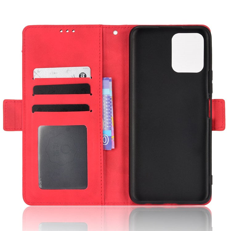 For vivo Y15s/Y15a/Y10/T1/Y01/iQOO U5x Stand Function Multiple Card Slot Cash Pocket PU Leather Cell Phone Case - Red