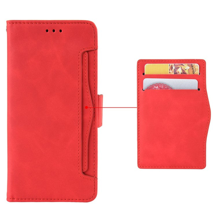 For vivo Y15s/Y15a/Y10/T1/Y01/iQOO U5x Stand Function Multiple Card Slot Cash Pocket PU Leather Cell Phone Case - Red