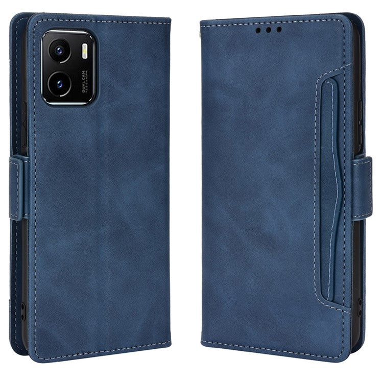 For vivo Y15s/Y15a/Y10/T1/Y01/iQOO U5x Stand Function Multiple Card Slot Cash Pocket PU Leather Cell Phone Case - Blue