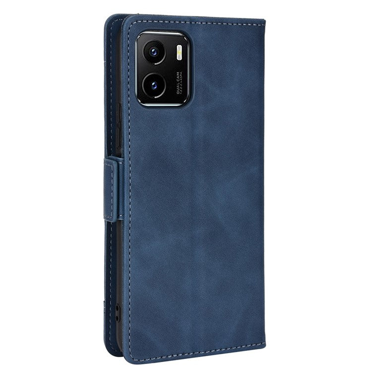 For vivo Y15s/Y15a/Y10/T1/Y01/iQOO U5x Stand Function Multiple Card Slot Cash Pocket PU Leather Cell Phone Case - Blue