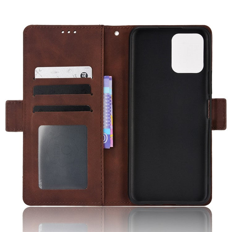 For vivo Y15s/Y15a/Y10/T1/Y01/iQOO U5x Stand Function Multiple Card Slot Cash Pocket PU Leather Cell Phone Case - Brown