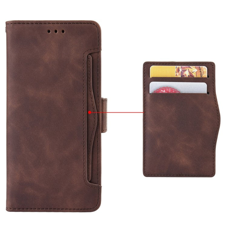 For vivo Y15s/Y15a/Y10/T1/Y01/iQOO U5x Stand Function Multiple Card Slot Cash Pocket PU Leather Cell Phone Case - Brown