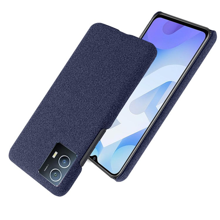 For vivo Y55 5G / IQOO U5 Drop Protection Soft Cloth Texture Hard PC Impact Resistant Phone Case - Blue