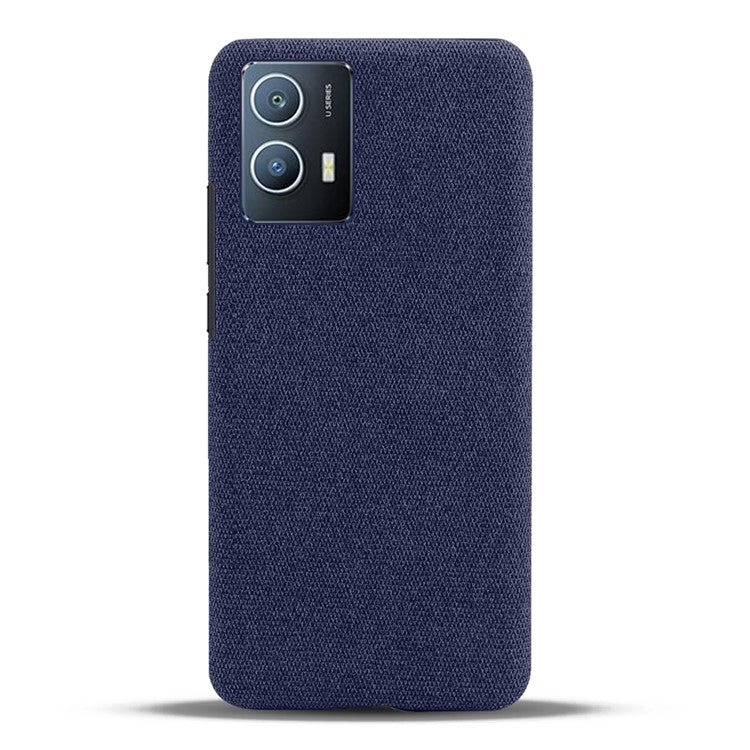 For vivo Y55 5G / IQOO U5 Drop Protection Soft Cloth Texture Hard PC Impact Resistant Phone Case - Blue