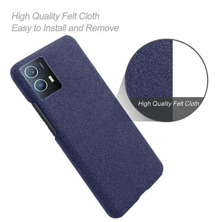 For vivo Y55 5G / IQOO U5 Drop Protection Soft Cloth Texture Hard PC Impact Resistant Phone Case - Blue