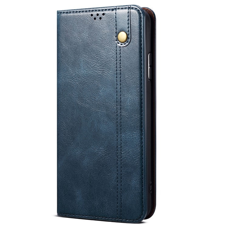 For vivo S12/V23 5G Waxy Crazy Horse Texture Wallet Stand PU Leather Cover Phone Case - Blue